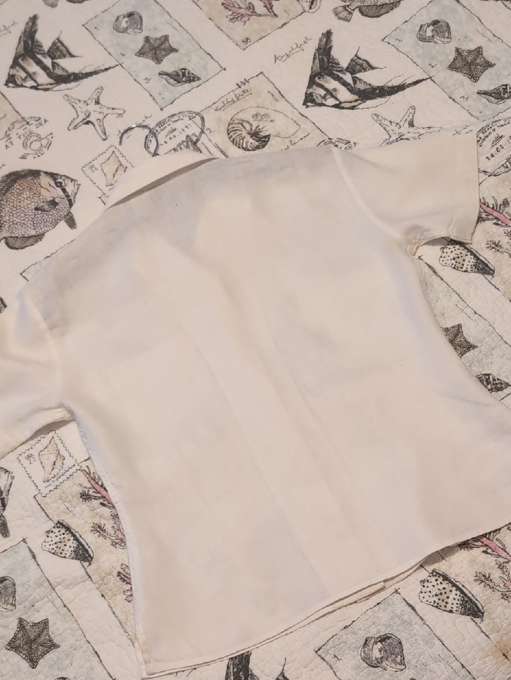 🌼L.L. Bean White Linen Short-Sleeve Button-Down Shirt - Picture 6 of 6